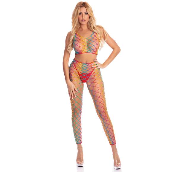 Pink Lipstick - Pink Lipstick Roy G. Biv 2 Pc Bodystocking - Picture 1 of 4